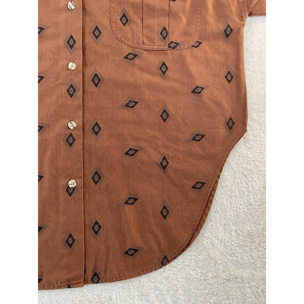 Western Aztec Cowboy Cowgirl Diamond All Over Print Button Up Shirt Size Medium - Picture 6 of 8